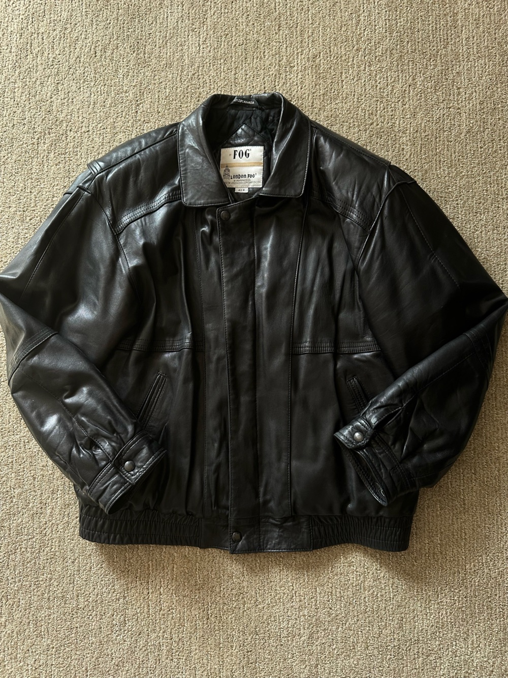 Vintage London Fog Leather Bomber Jacket - 90’s Oversized Gorpcore Streetwear